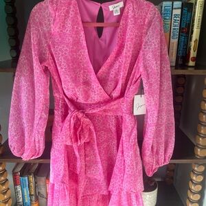 NWT Japna Pink Floral Wrap Dress